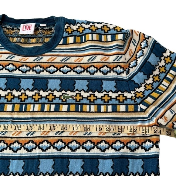 LIVE LACOSTE ABSTRACT NOVELTY PRINT PULLOVER SWEATER SIZE 7 XXL - Picture 12 of 16